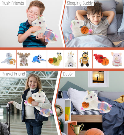 SUPER SOFT PLUSH - ROYAL FLYING UNICORN WITH BASKETBALL PLUSH