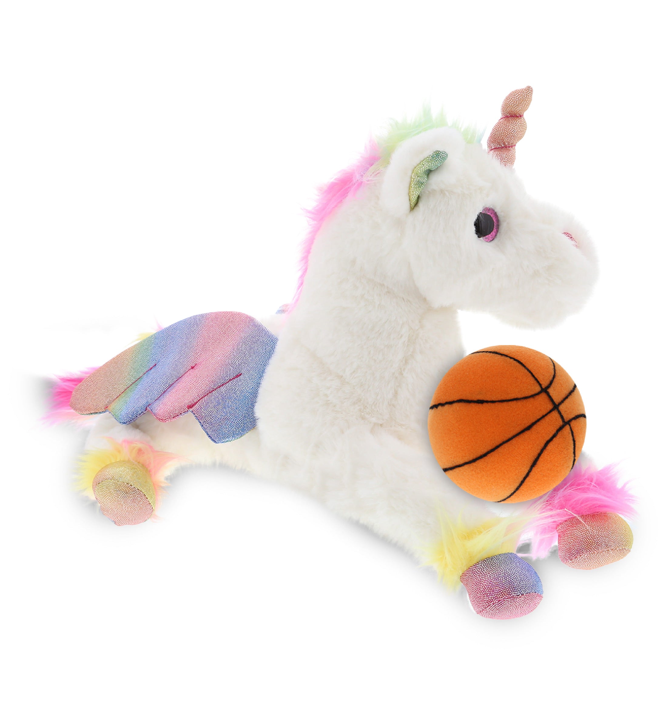 SUPER SOFT PLUSH - ROYAL FLYING UNICORN WITH BASKETBALL PLUSH