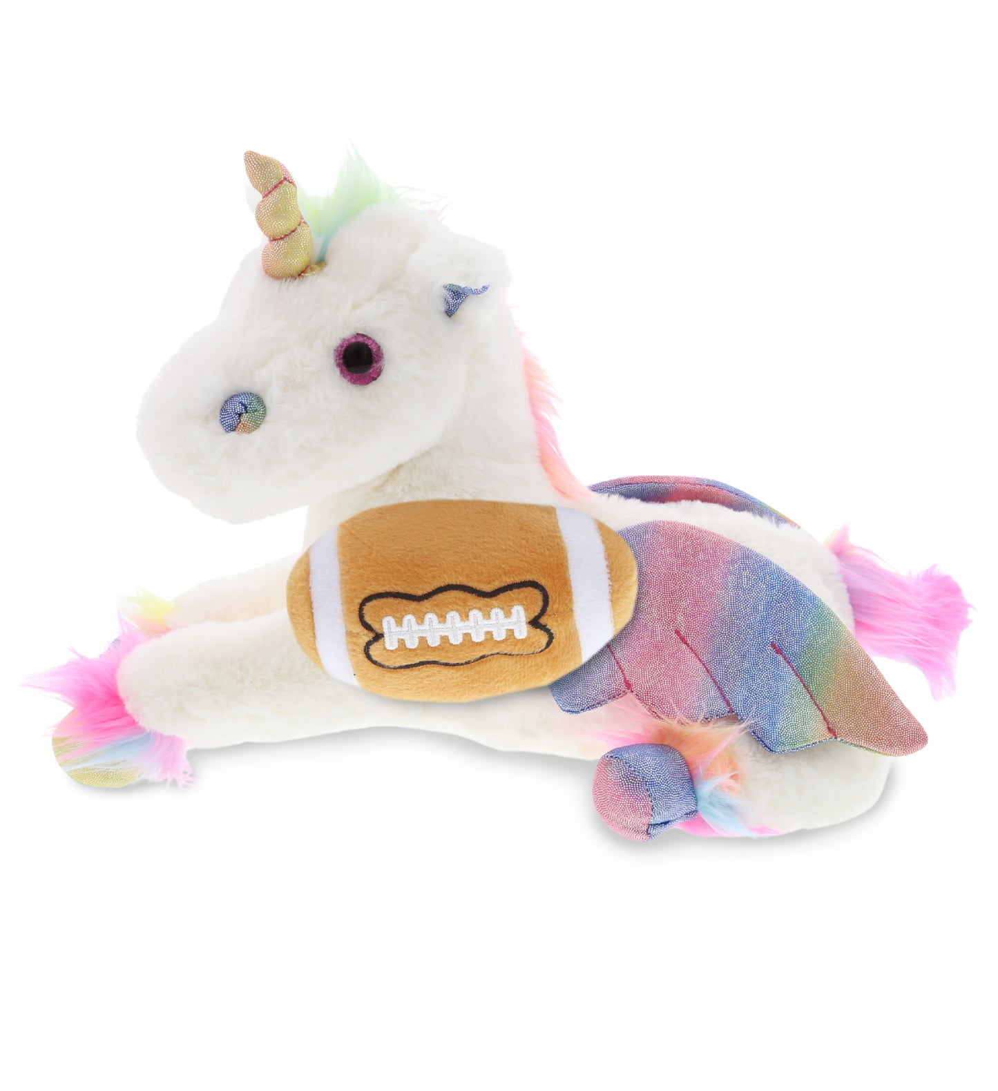 SUPER SOFT PLUSH - ROYAL FLYING UNICORN WITH FOOTBALL PLUSH