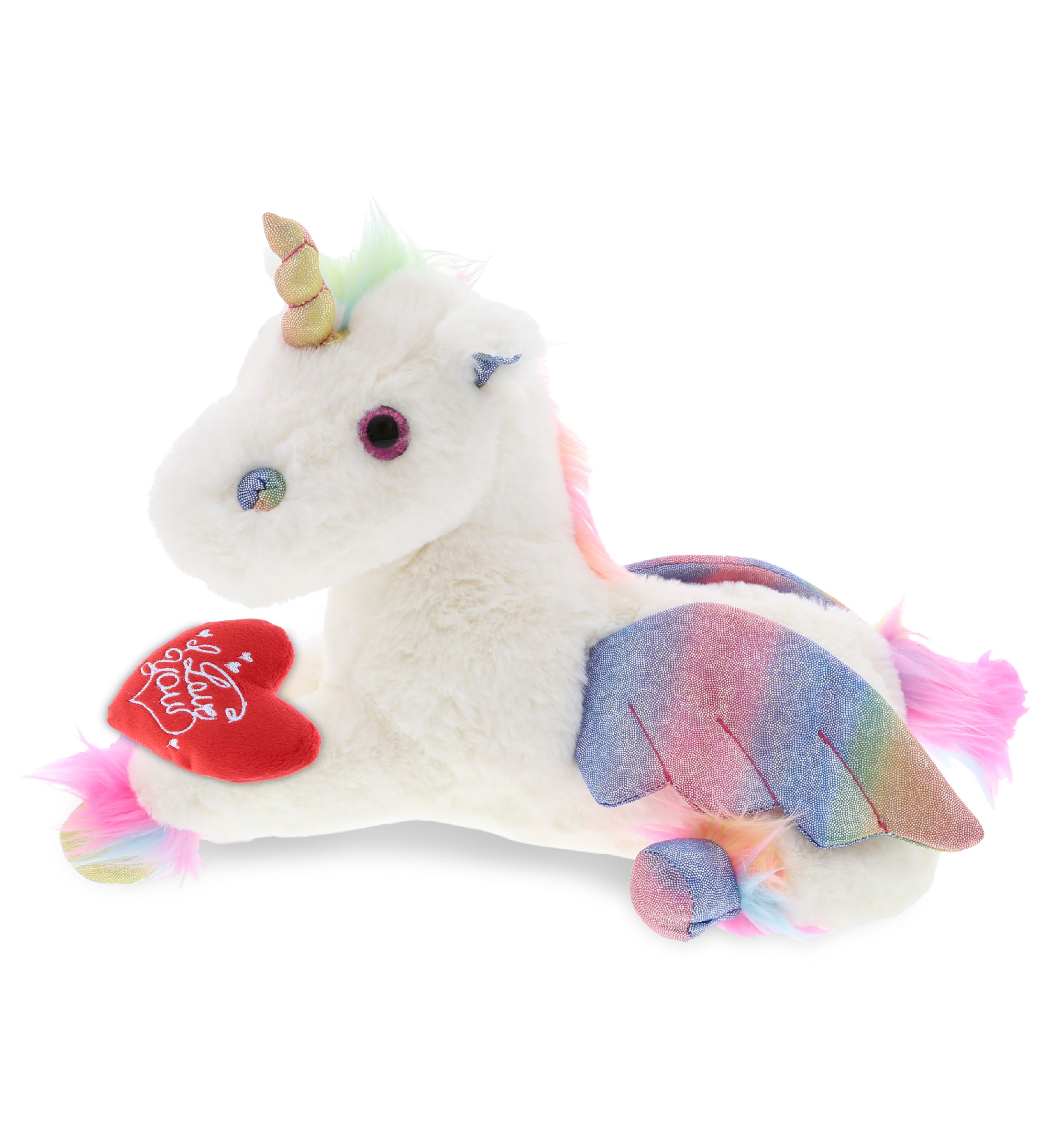 PLUSH I LOVE YOU RED HEART - SUPER SOFT PLUSH - ROYAL FLYING UNICORN