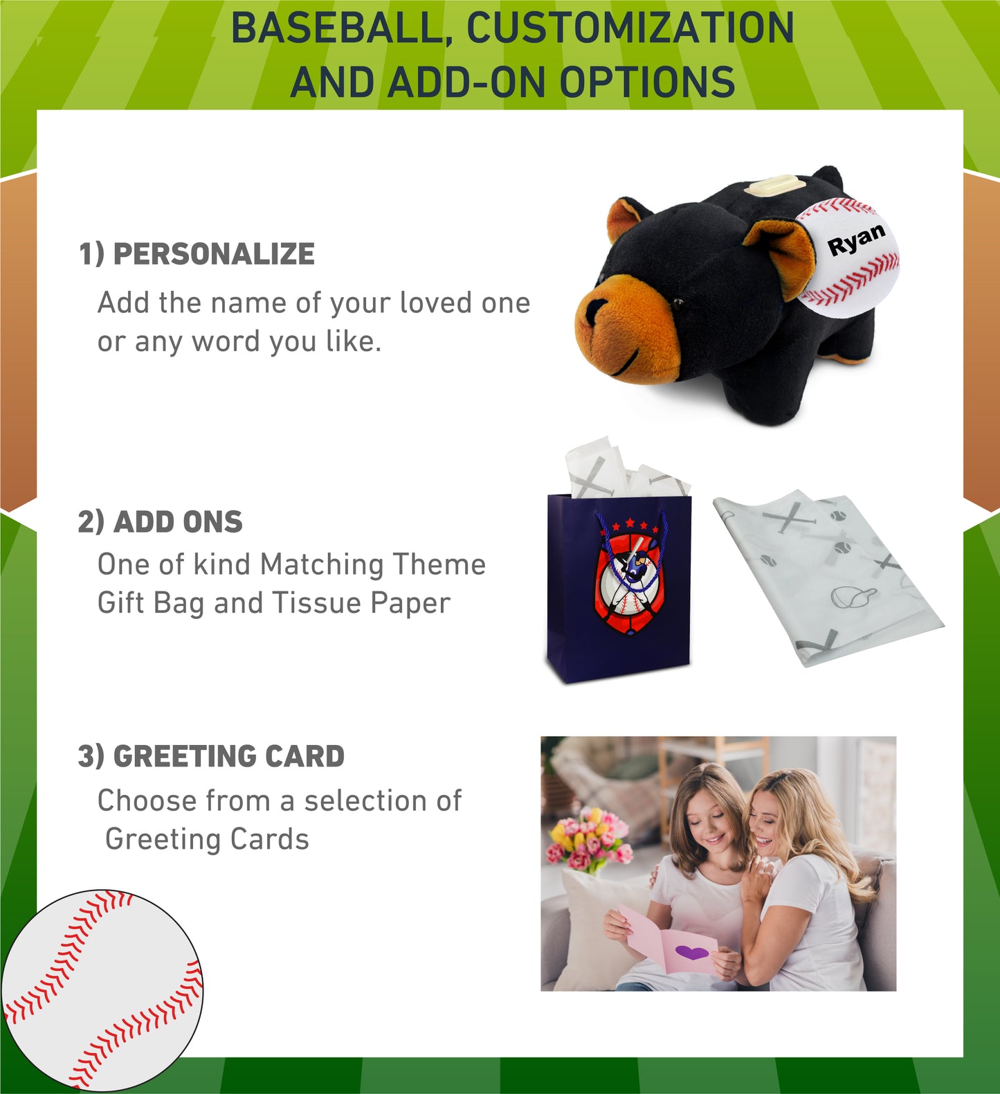 PLUSH BANK - BLACK BEAR WITH BASEBALL PLUSH