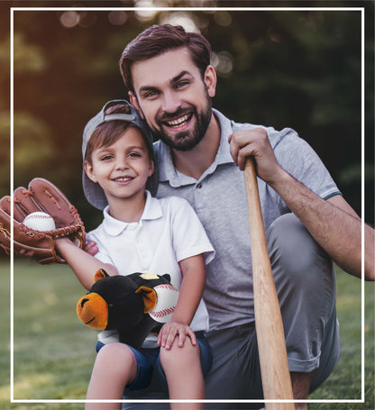PLUSH BANK - BLACK BEAR WITH BASEBALL PLUSH