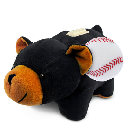 PLUSH BANK - BLACK BEAR WITH BASEBALL PLUSH