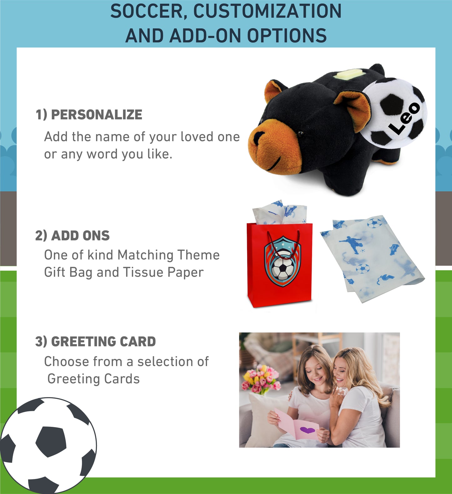 PLUSH BANK - BLACK BEAR WITH SOCCER PLUSH