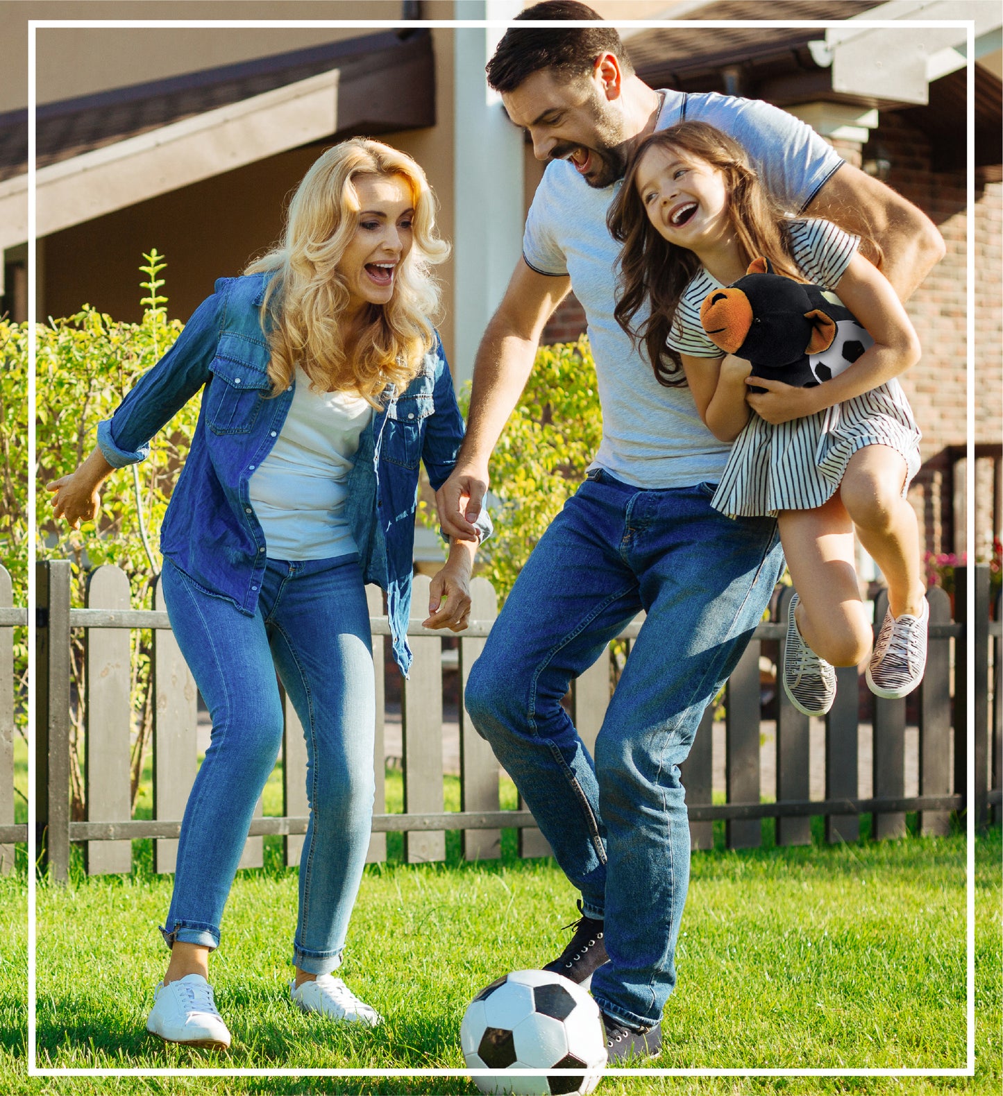 PLUSH BANK - BLACK BEAR WITH SOCCER PLUSH