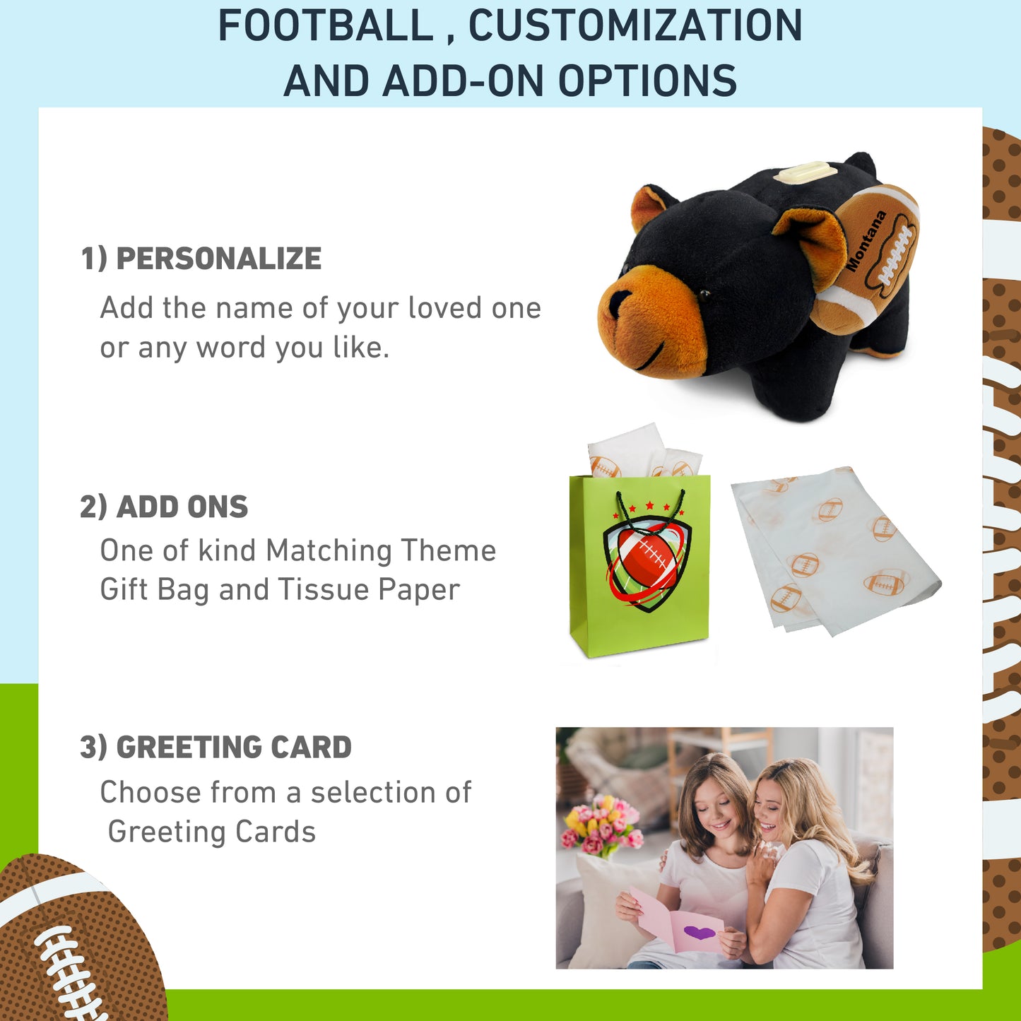 PLUSH BANK - BLACK BEAR WITH FOOTBALL PLUSH