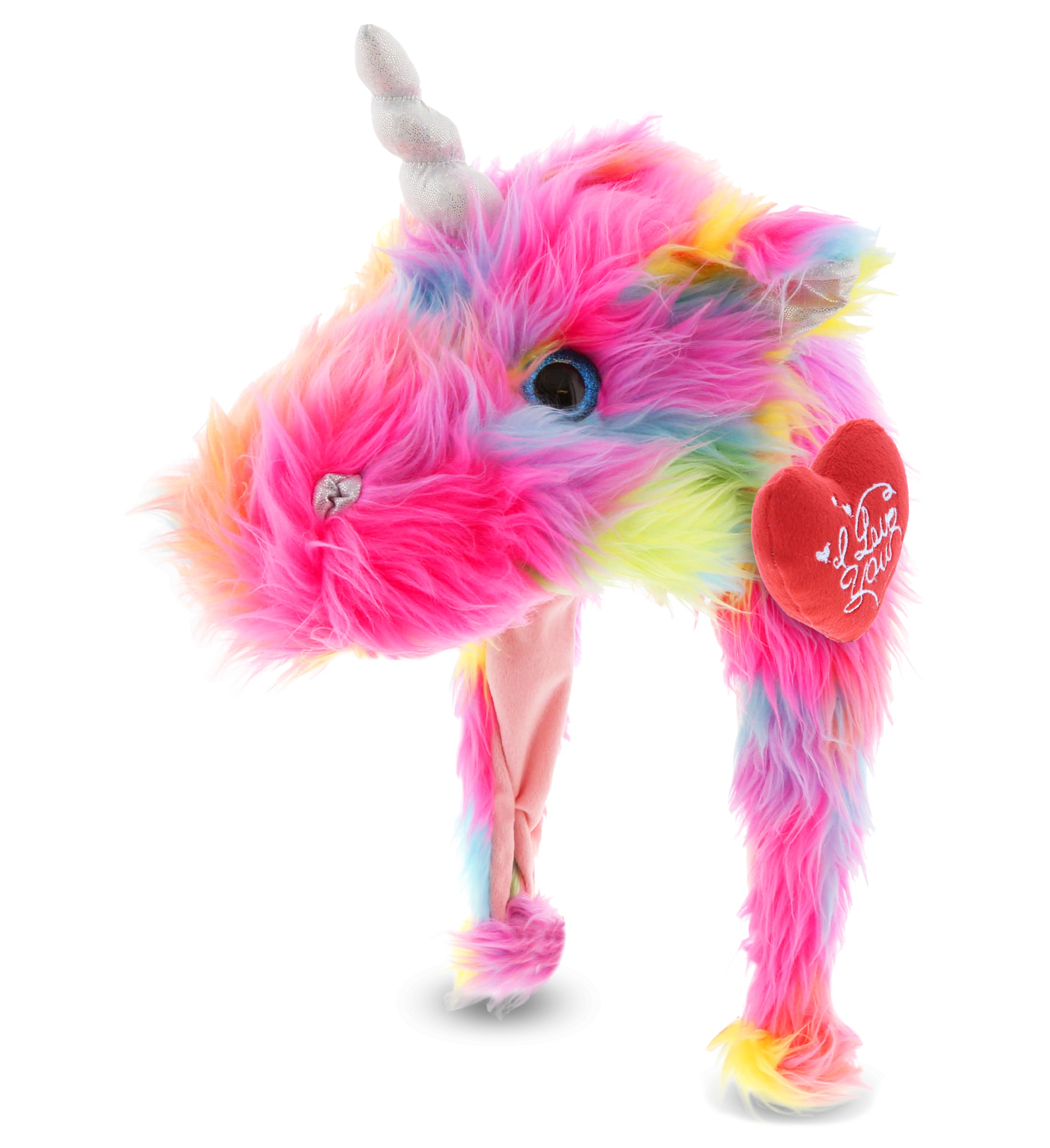 PLUSH I LOVE YOU RED HEART - SUPER SOFT PLUSH HAT - RAINBOW DRAGONCORN