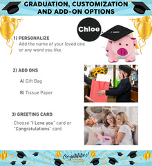 DolliBu Pig - Plush Bank Graduation with a Graduation Cap with Tassel, 9 Inches