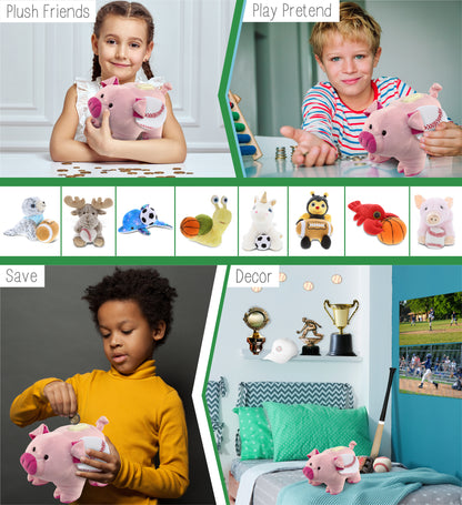 PLUSH BANK - PIG WITH BASEBALL PLUSH