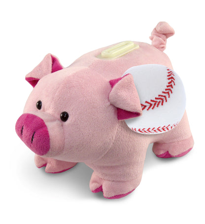 PLUSH BANK - PIG WITH BASEBALL PLUSH
