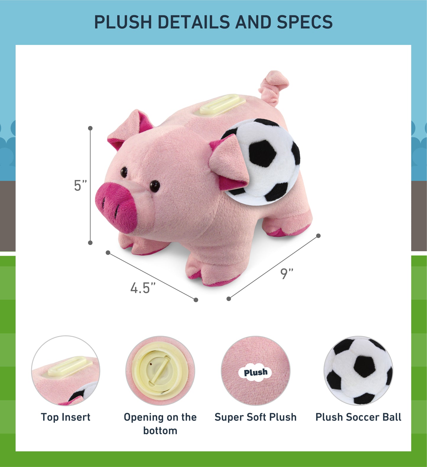 PLUSH BANK - PIG WITH SOCCER PLUSH
