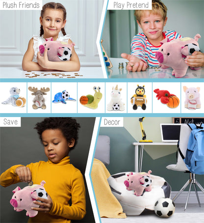 PLUSH BANK - PIG WITH SOCCER PLUSH