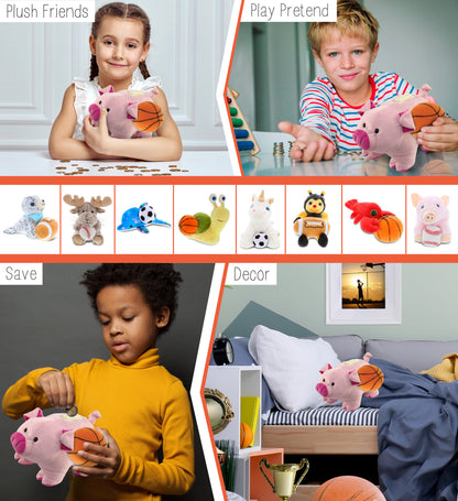 PLUSH BANK - PIG WITH BASKETBALL PLUSH