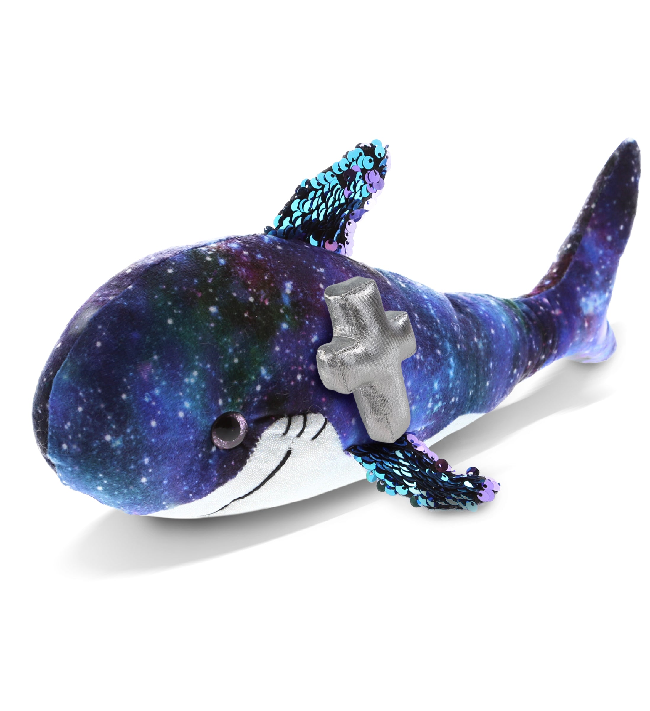 PLUSH CROSS - SPACE SEQUIN PLUSH - 12" SHARK