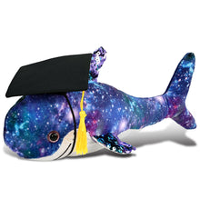 DolliBu Shark Space Sequin Graduation Plush Toy with Cap with Tassel - 12 Inch
