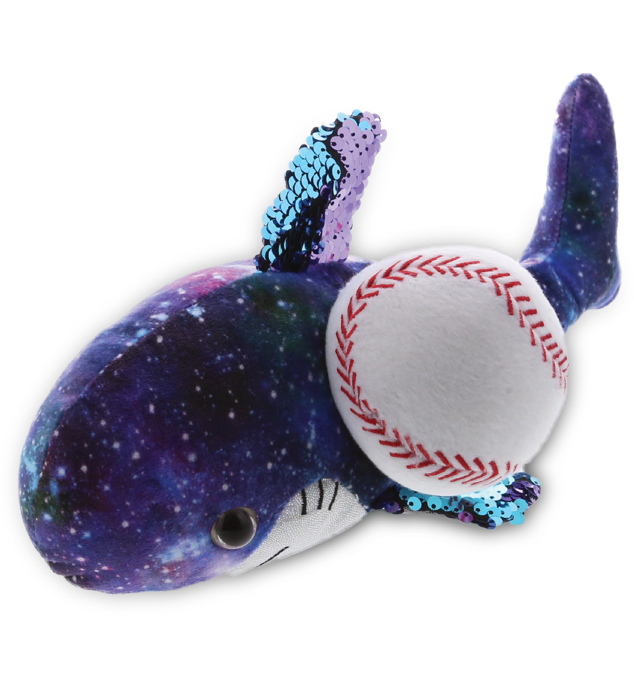 PLUSH BASEBALL - SPACE SEQUIN PLUSH - 12" SHARK