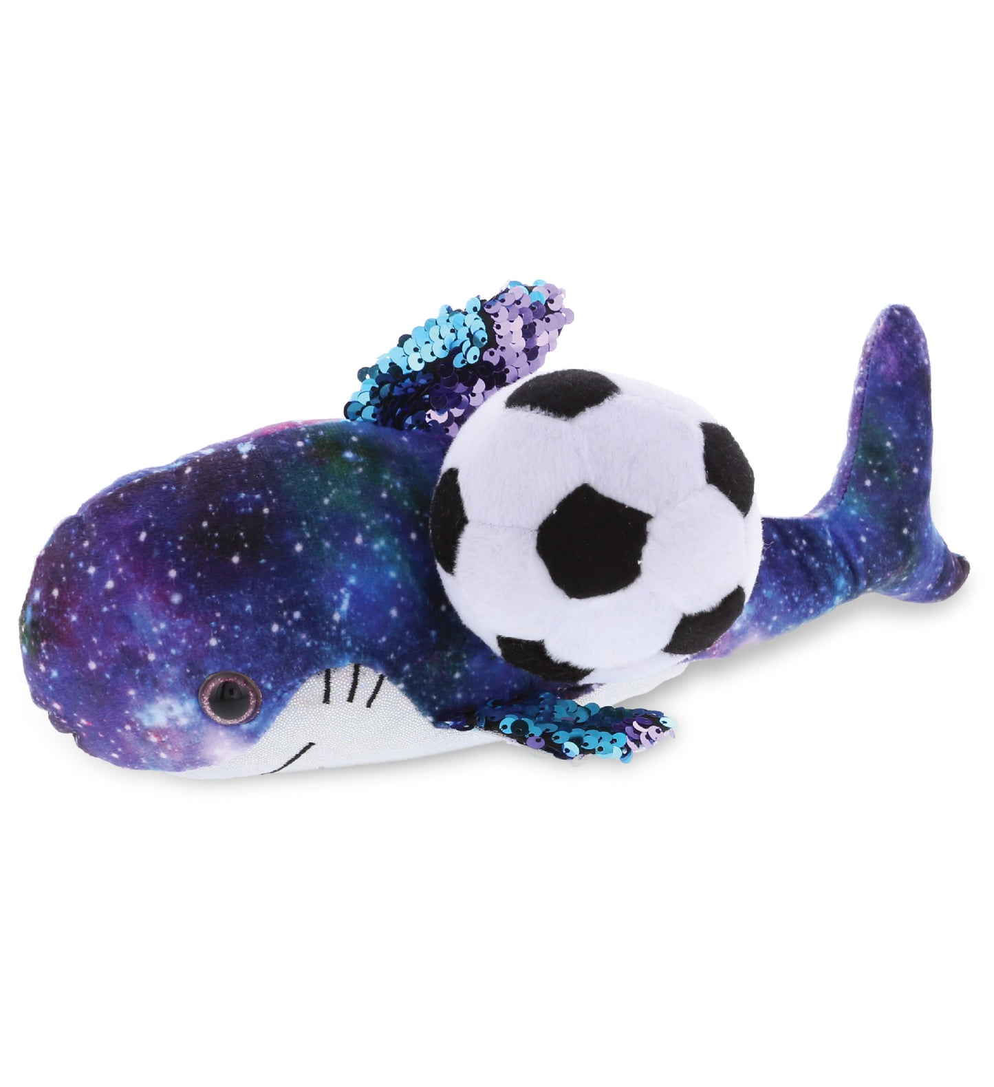 PLUSH SOCCER BALL - SPACE SEQUIN PLUSH - 12" SHARK