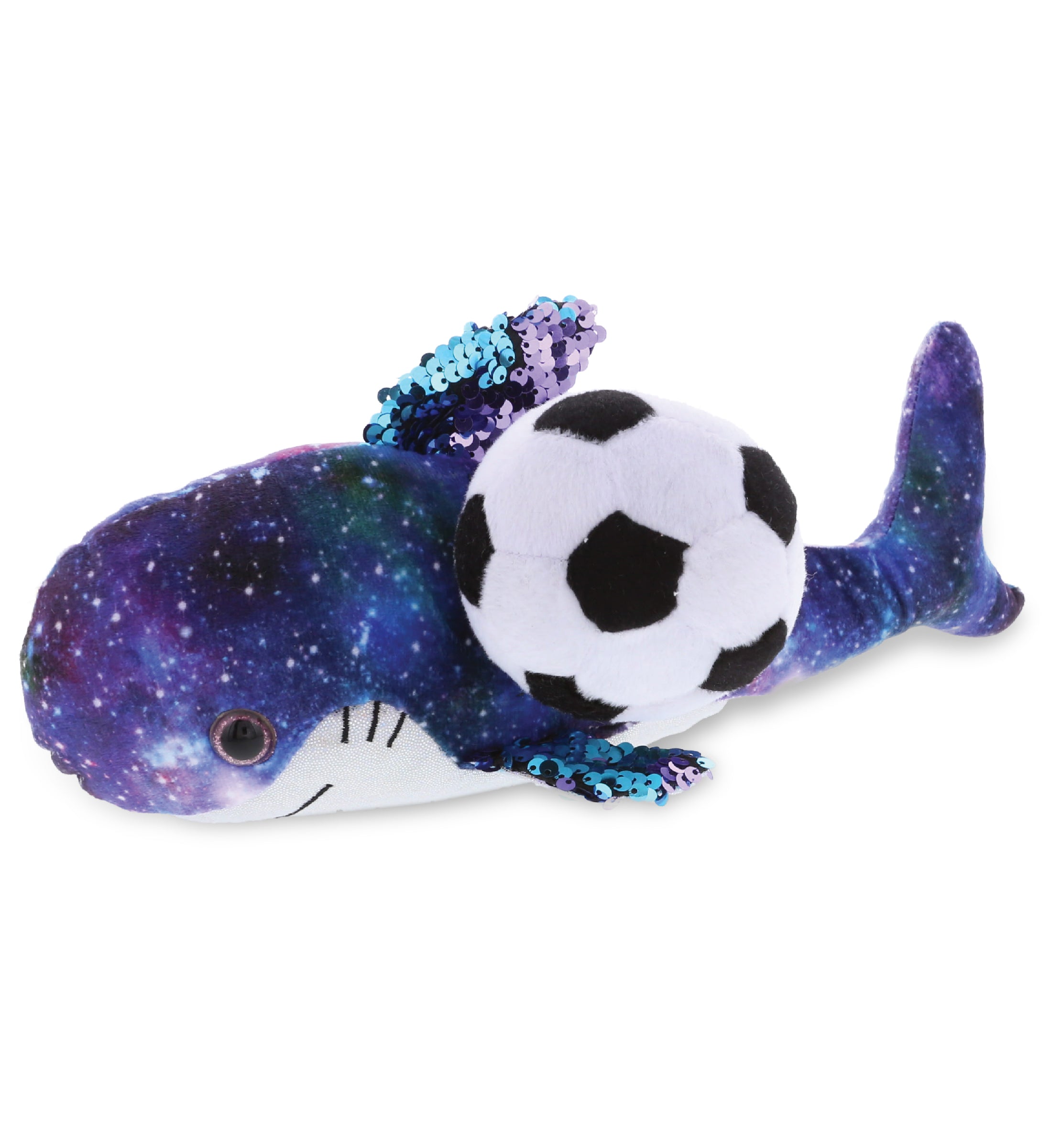 PLUSH SOCCER BALL - SPACE SEQUIN PLUSH - 12" SHARK