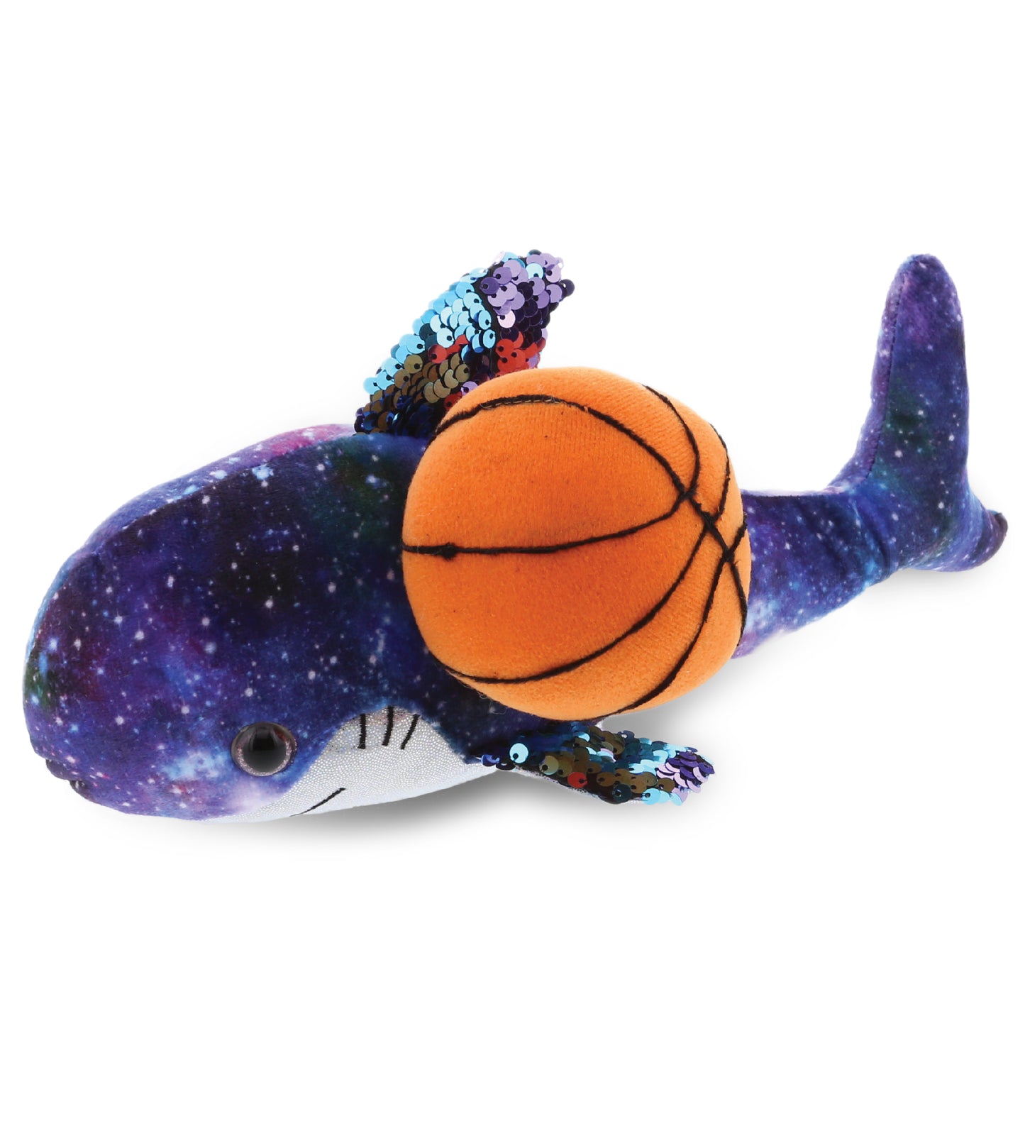PLUSH BASKETBALL - SPACE SEQUIN PLUSH - 12" SHARK