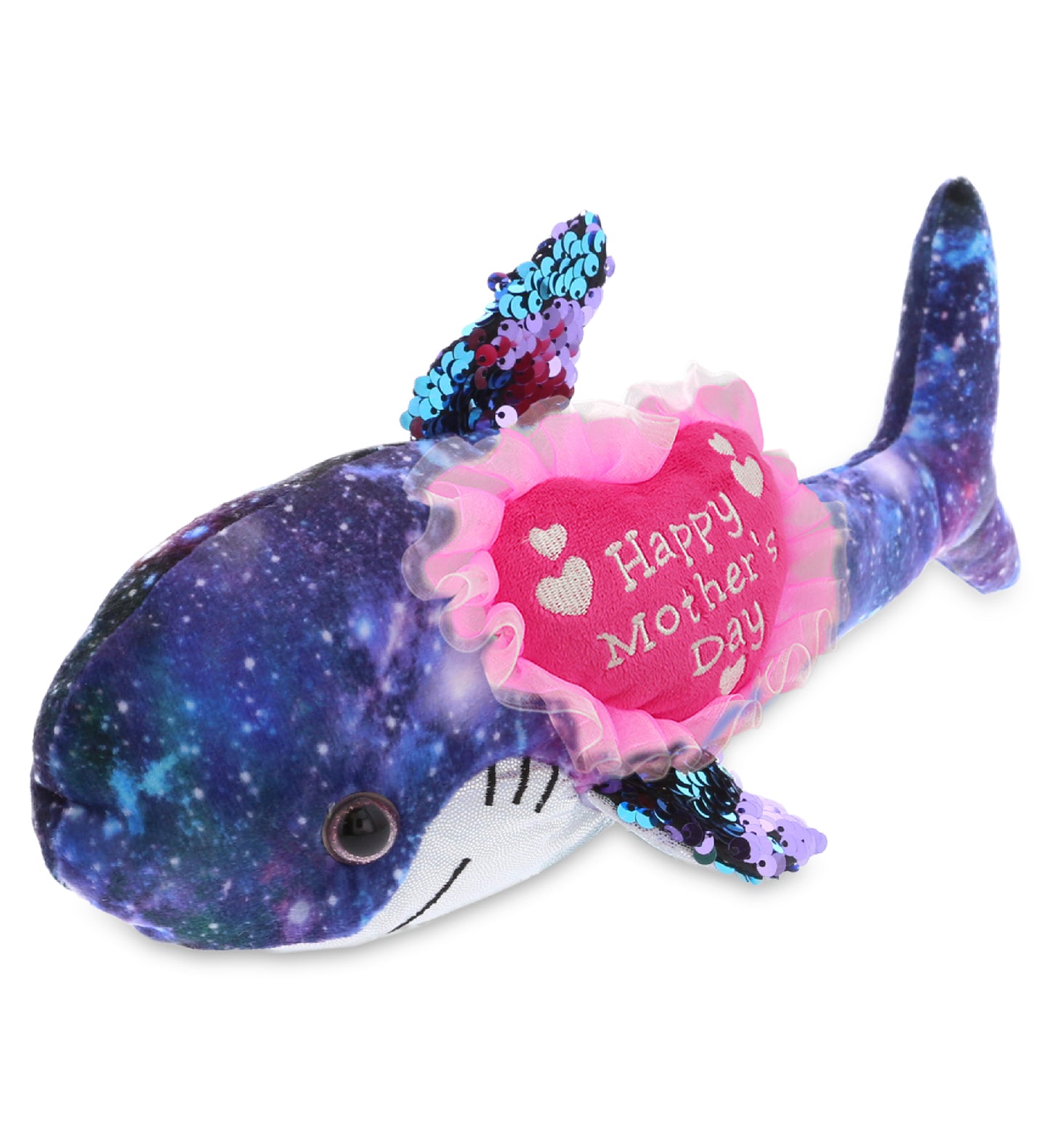 PLUSH MOTHERS DAY HEART - SPACE SEQUIN PLUSH - 12" SHARK