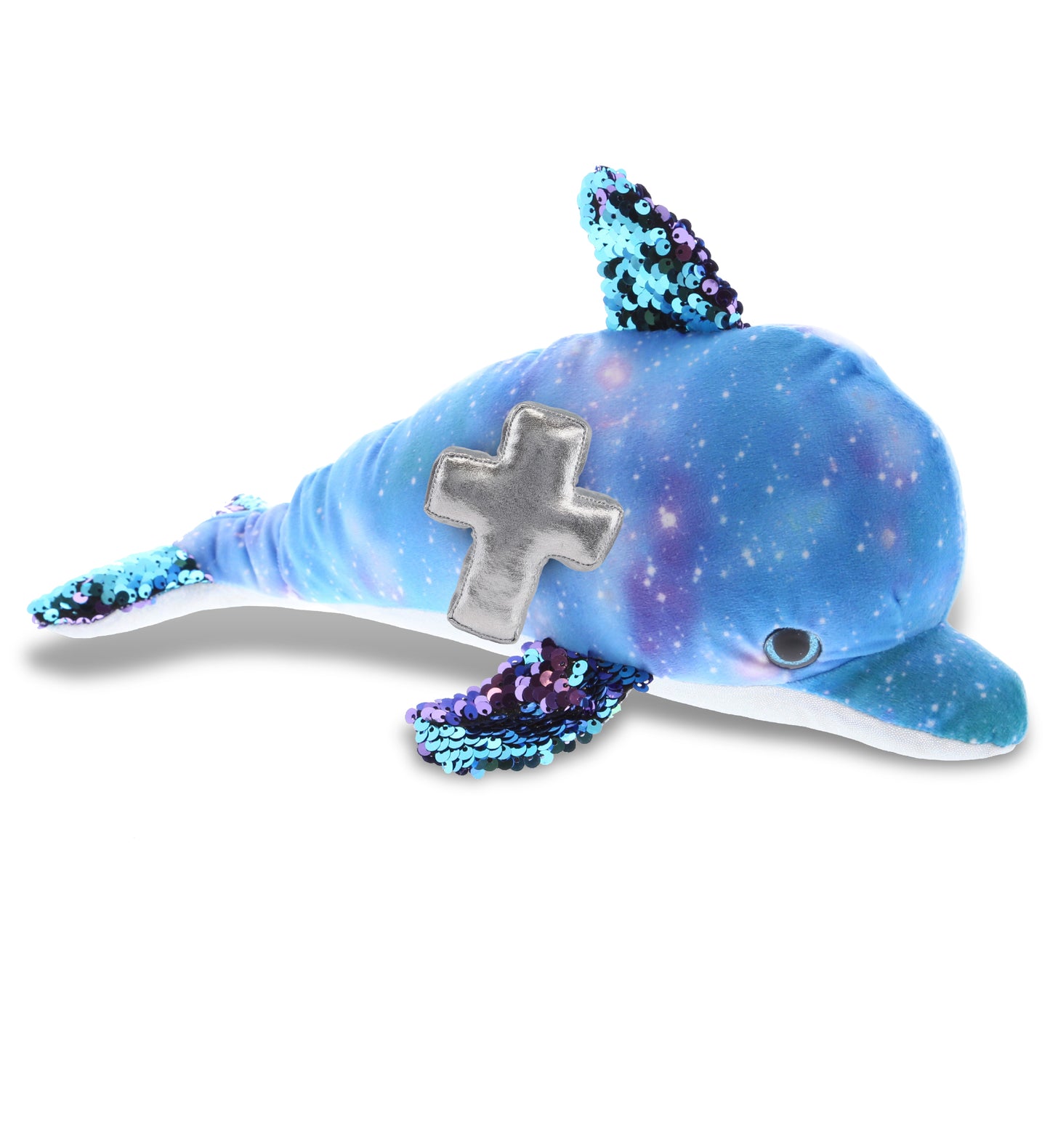 PLUSH CROSS - SPACE SEQUIN PLUSH - 12" DOLPHIN