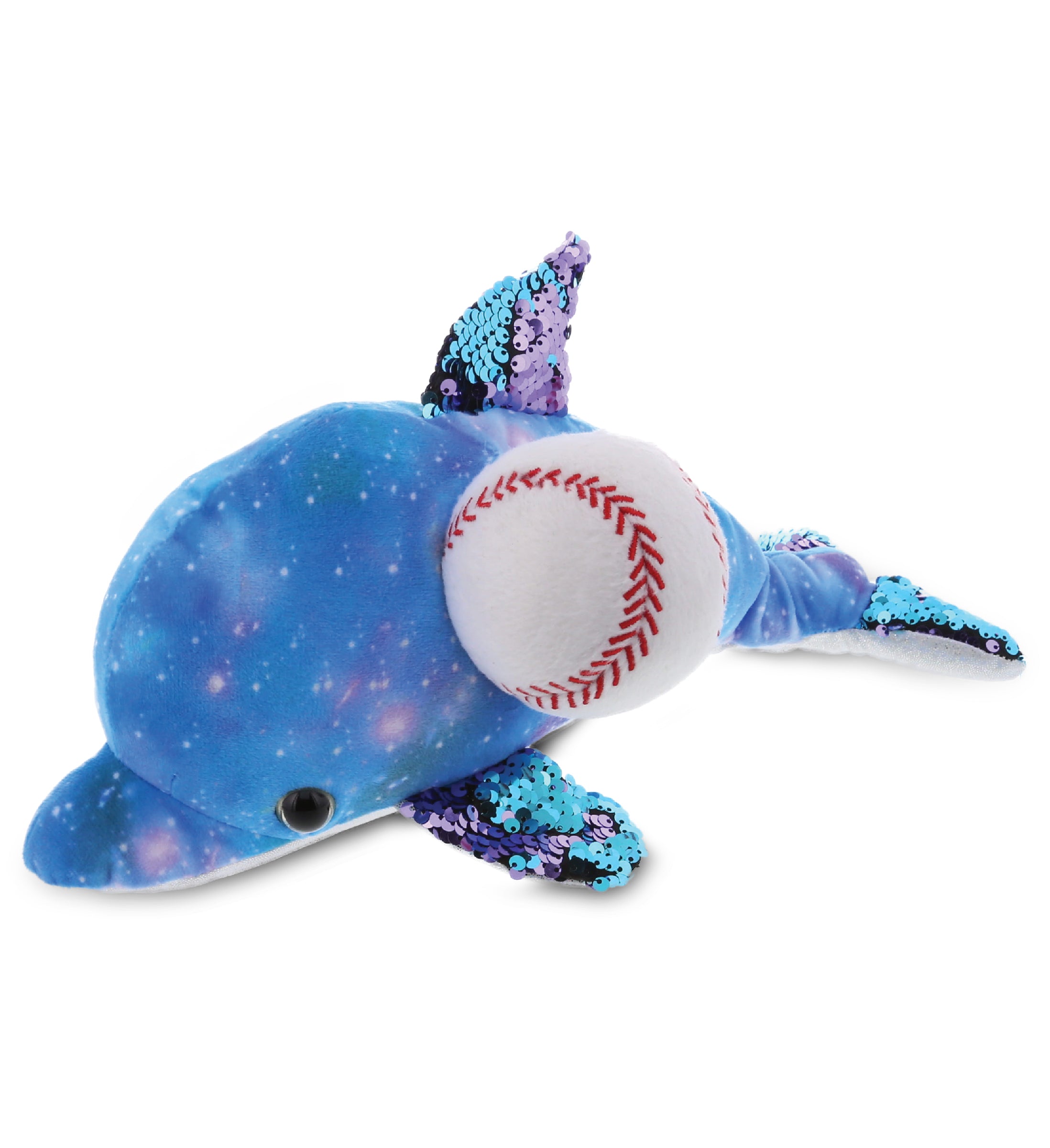 PLUSH BASEBALL - SPACE SEQUIN PLUSH - 12" DOLPHIN