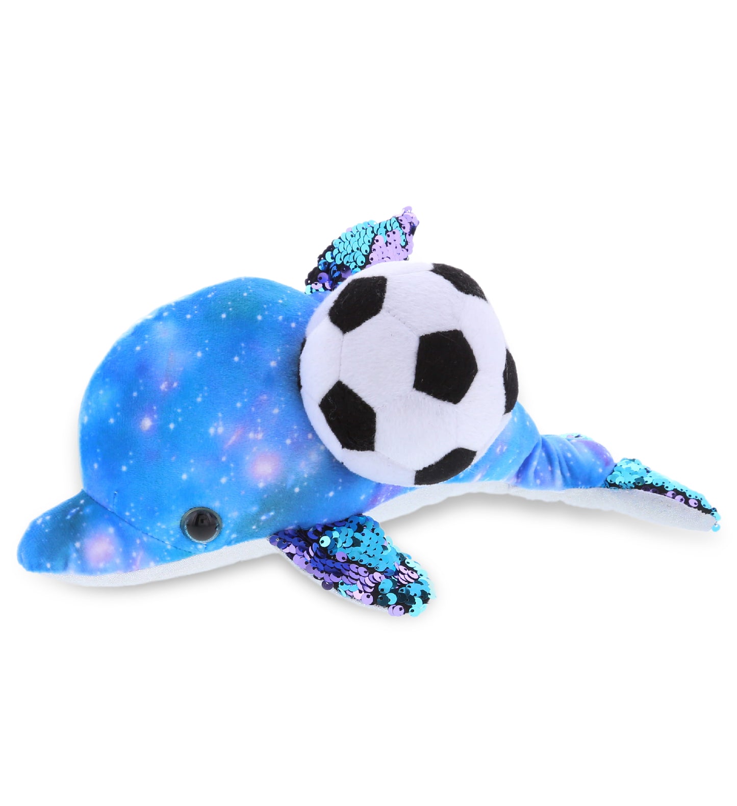 PLUSH SOCCER BALL - SPACE SEQUIN PLUSH - 12" DOLPHIN