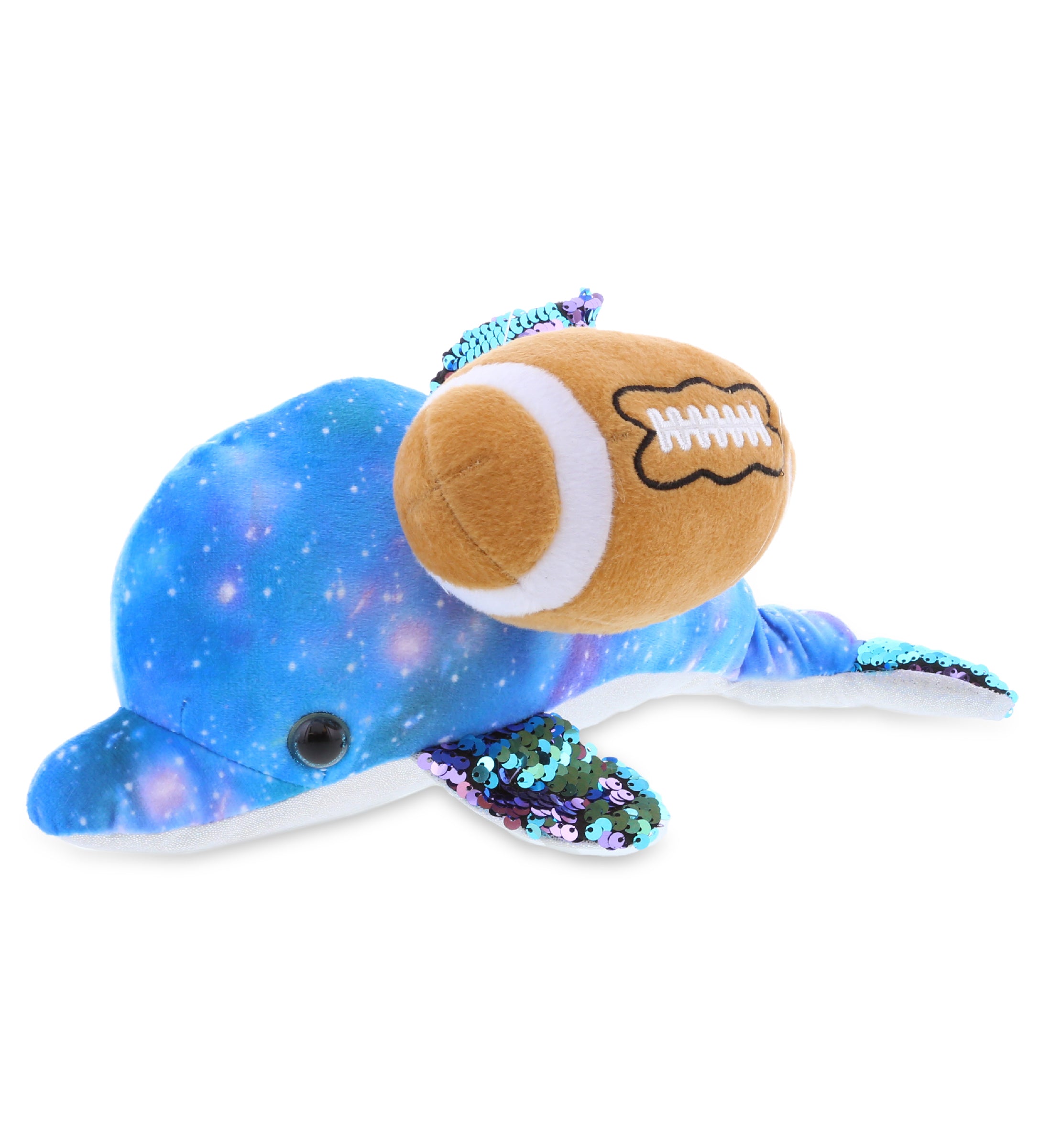 PLUSH FOOTBALL - SPACE SEQUIN PLUSH - 12" DOLPHIN