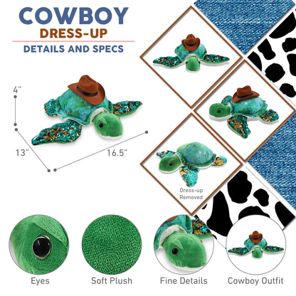 SPACE SEQUIN PLUSH - 13" SEA TURTLE COWBOY DRESS UP