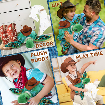 SPACE SEQUIN PLUSH - 13" SEA TURTLE COWBOY DRESS UP