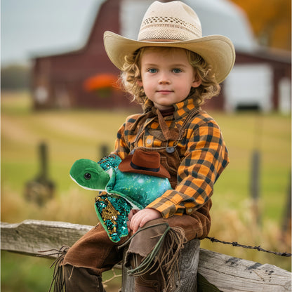 SPACE SEQUIN PLUSH - 13" SEA TURTLE COWBOY DRESS UP