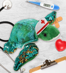 SPACE SEQUIN PLUSH - 13" SEA TURTLE NURSE