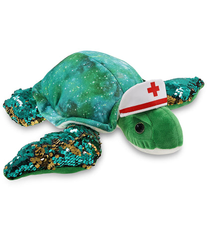 SPACE SEQUIN PLUSH - 13" SEA TURTLE NURSE