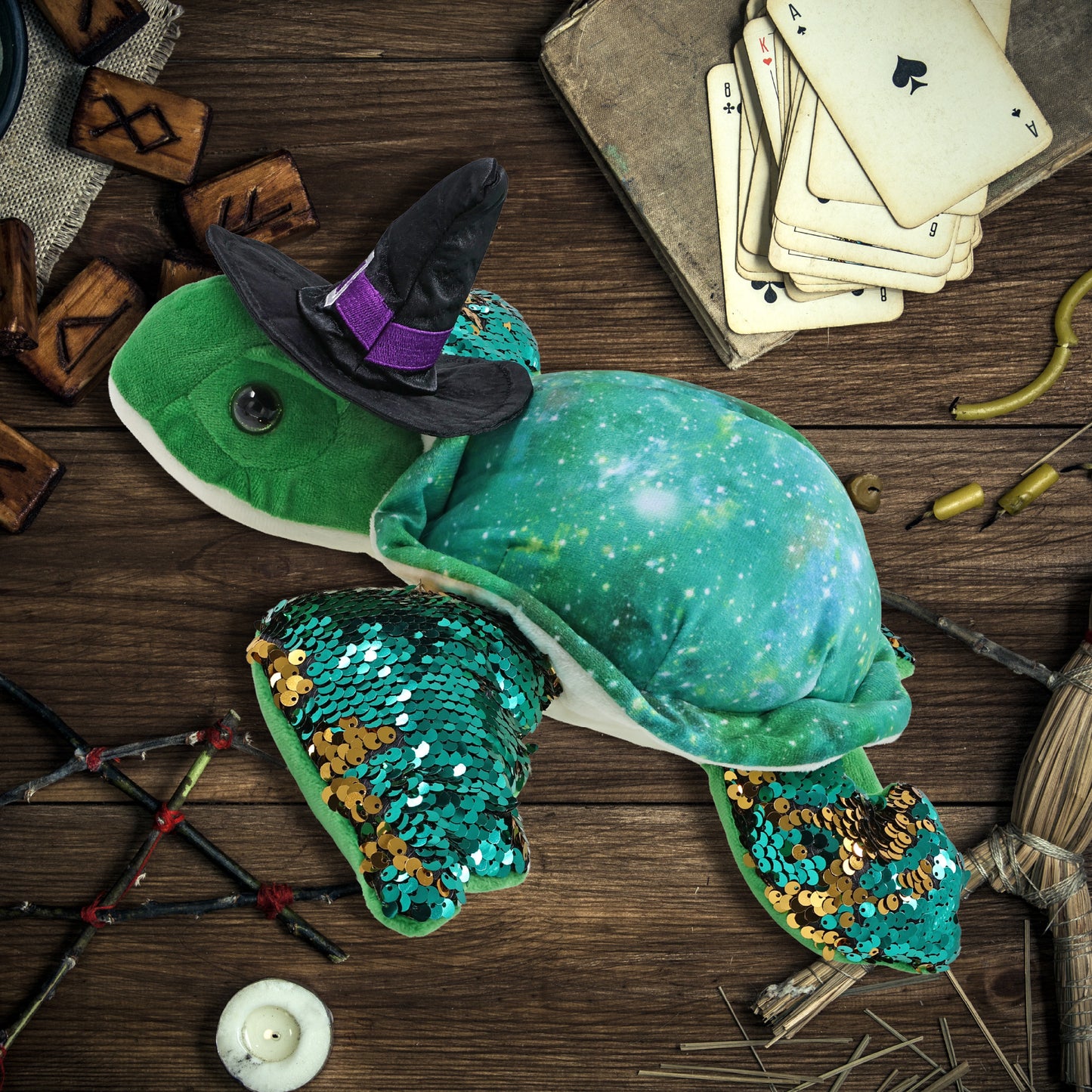 SPACE SEQUIN PLUSH - 13" SEA TURTLE WITCH DRESS UP