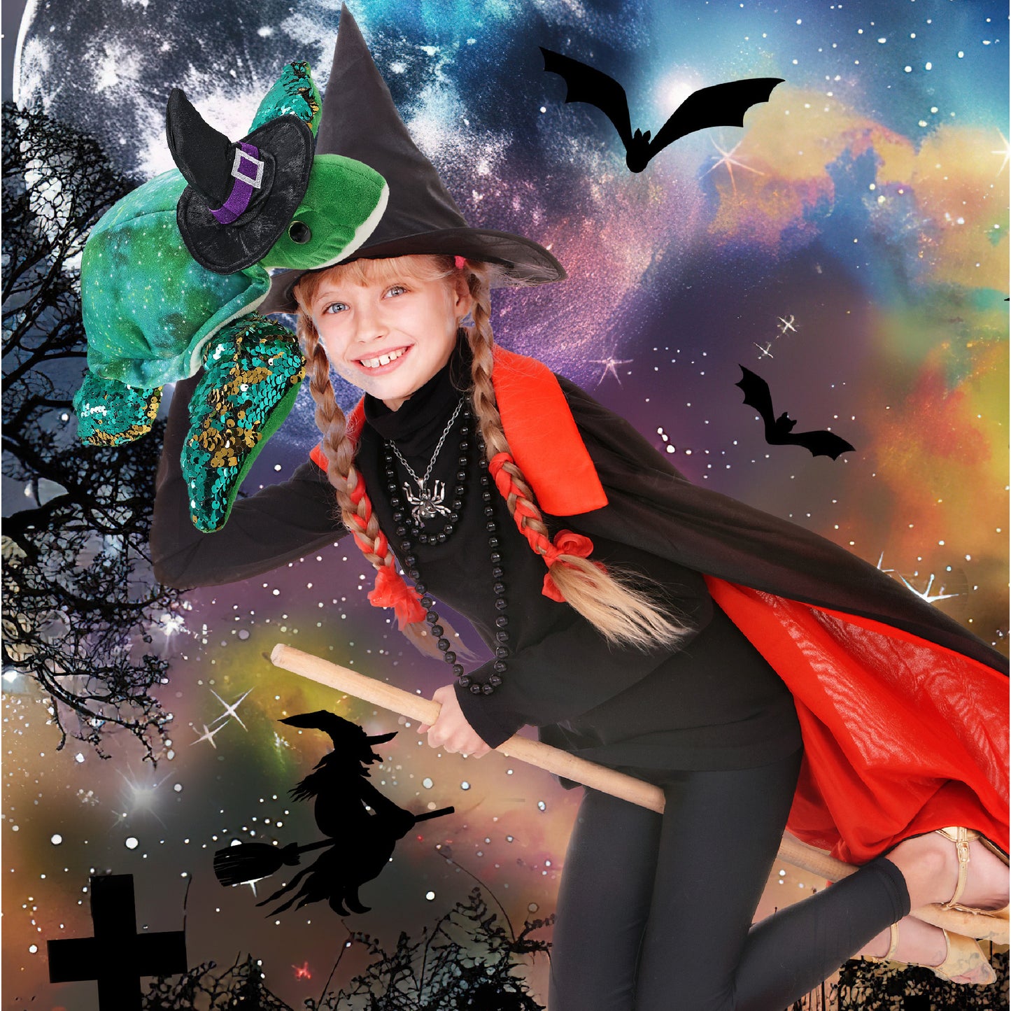 SPACE SEQUIN PLUSH - 13" SEA TURTLE WITCH DRESS UP