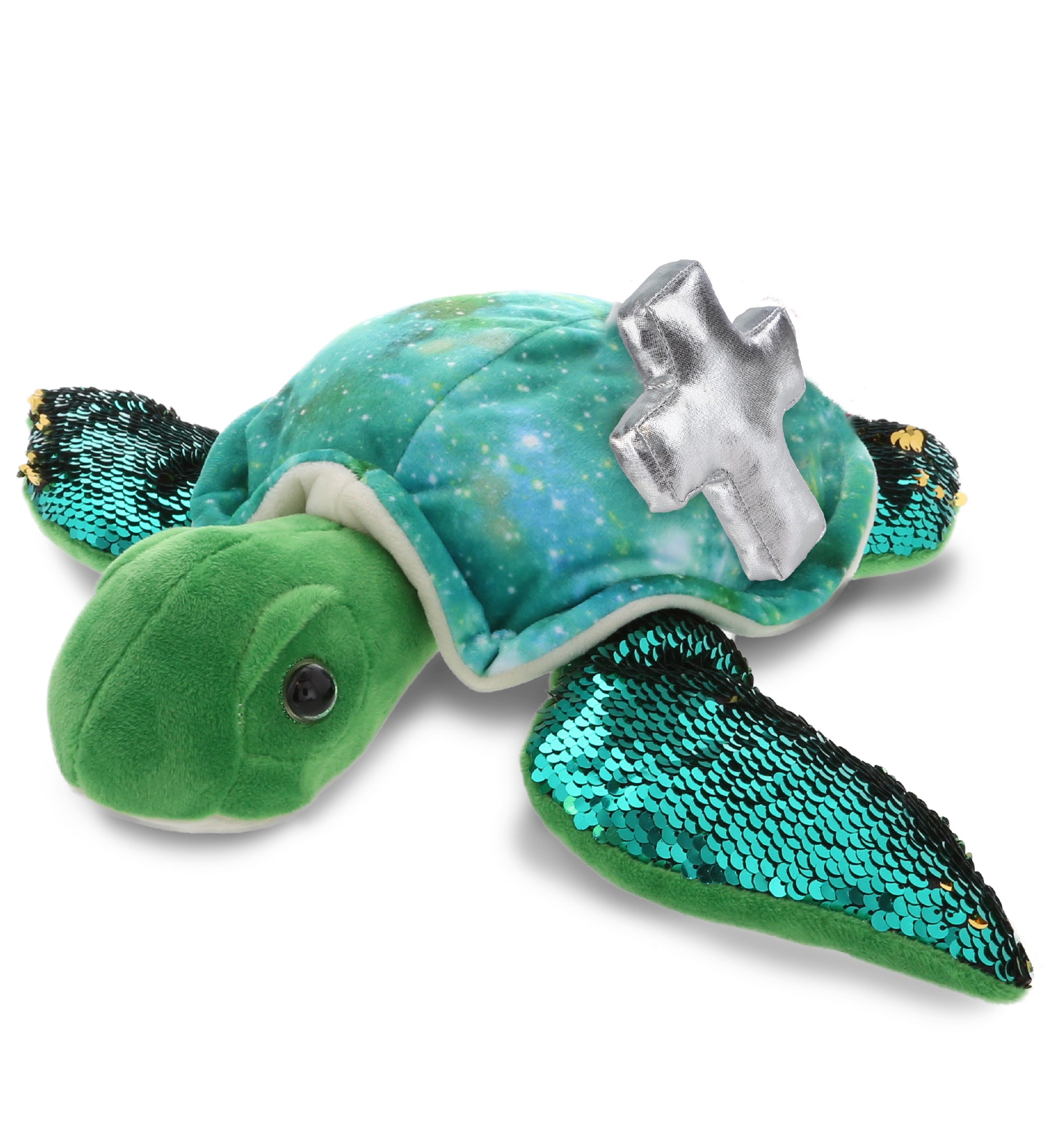 PLUSH CROSS - SPACE SEQUIN PLUSH - 13" SEA TURTLE