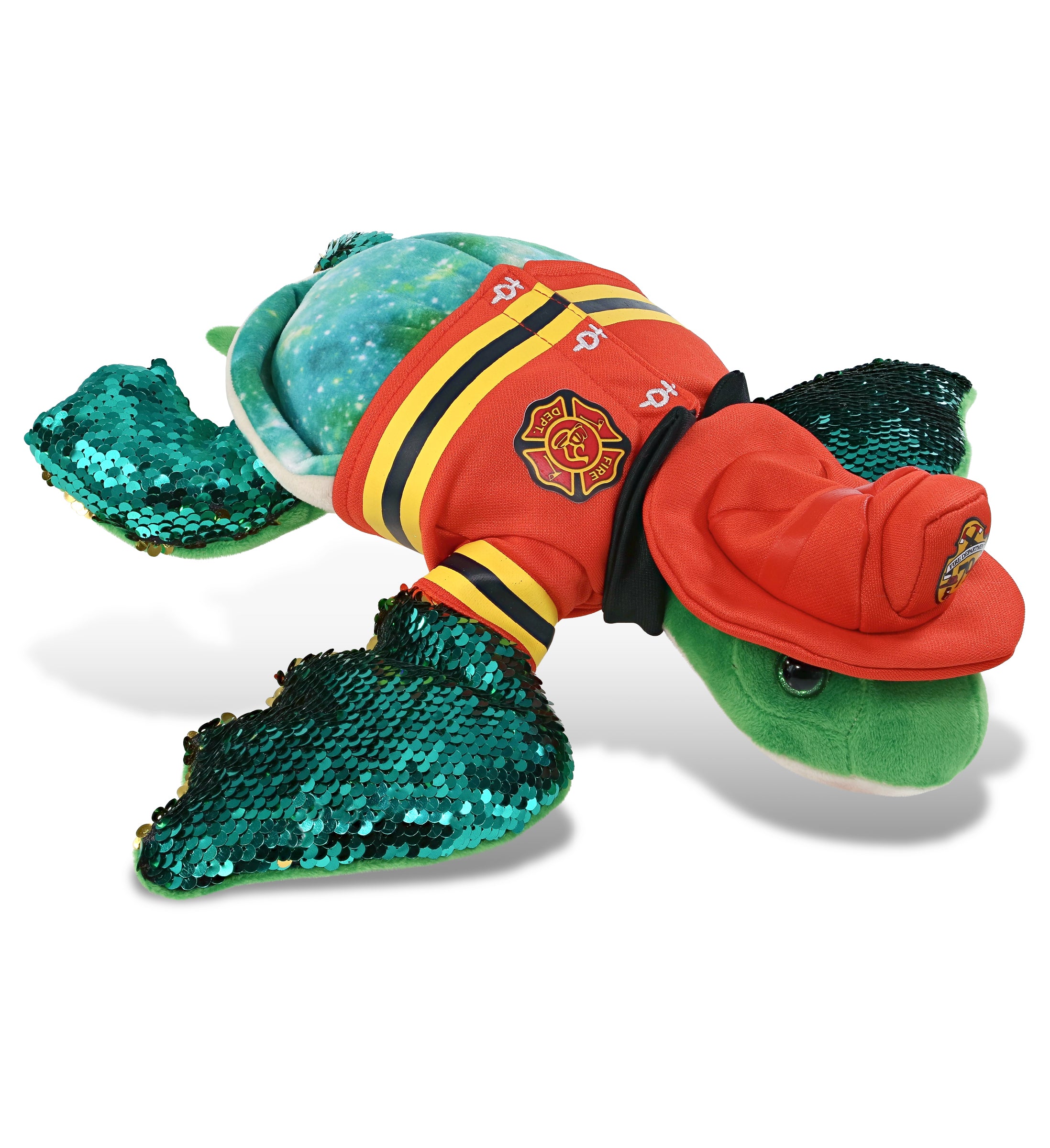 PLUSH FIREMAN - SPACE SEQUIN PLUSH - 13" SEA TURTLE