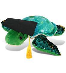 DolliBu Sea Turtle Space Sequin Graduation Plush with Cap Outfit - 13 Inches