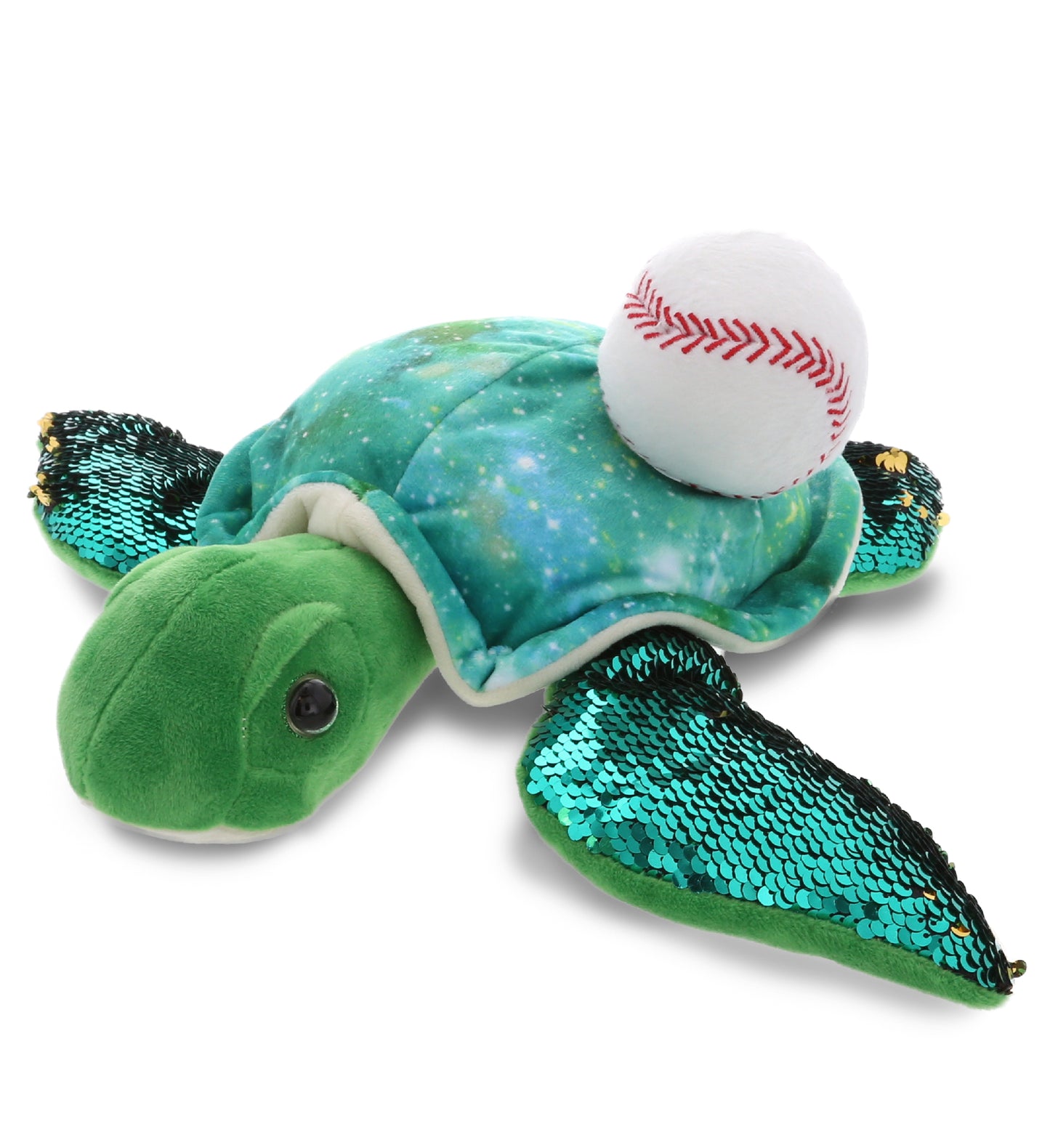 PLUSH BASEBALL - SPACE SEQUIN PLUSH - 13" SEA TURTLE