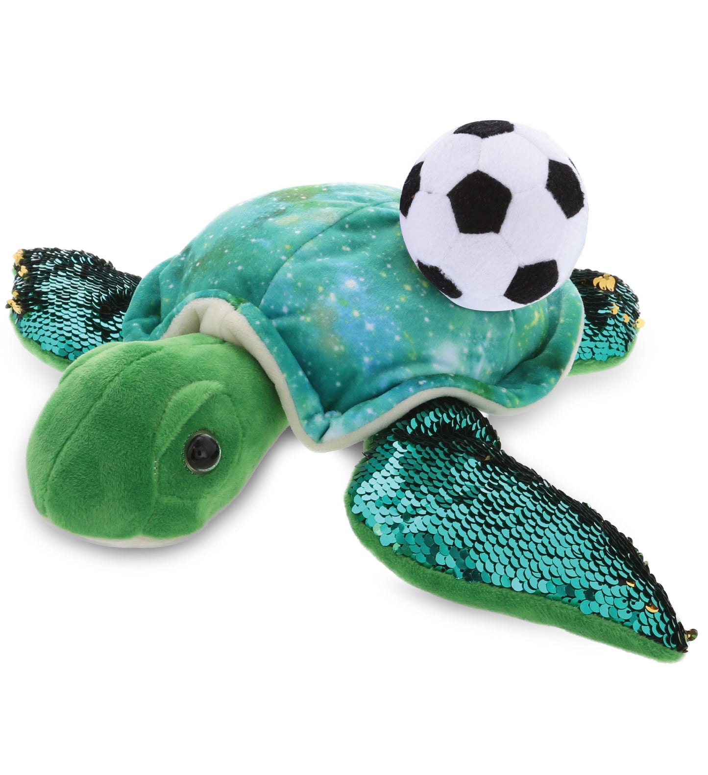 PLUSH SOCCER BALL - SPACE SEQUIN PLUSH - 13" SEA TURTLE