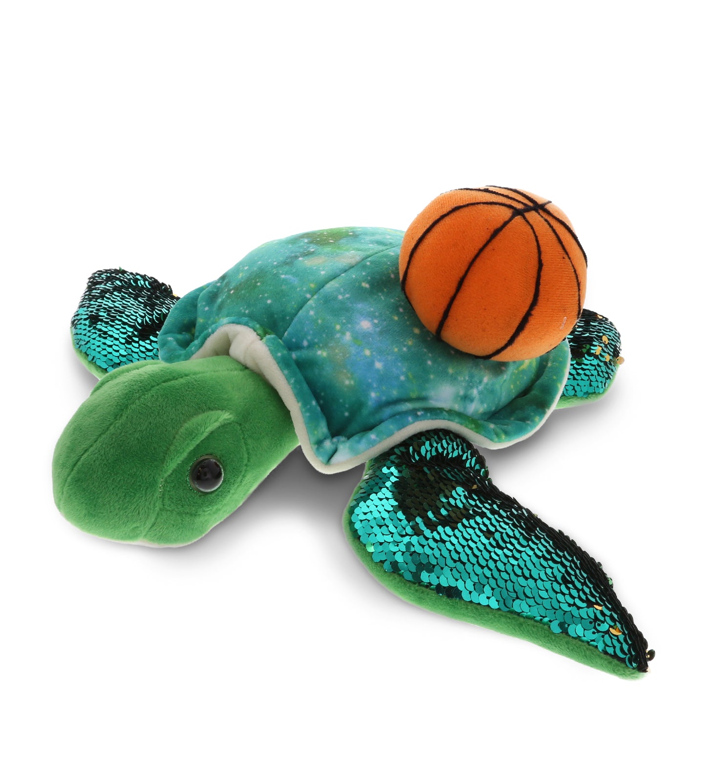 PLUSH BASKETBALL - SPACE SEQUIN PLUSH - 13" SEA TURTLE