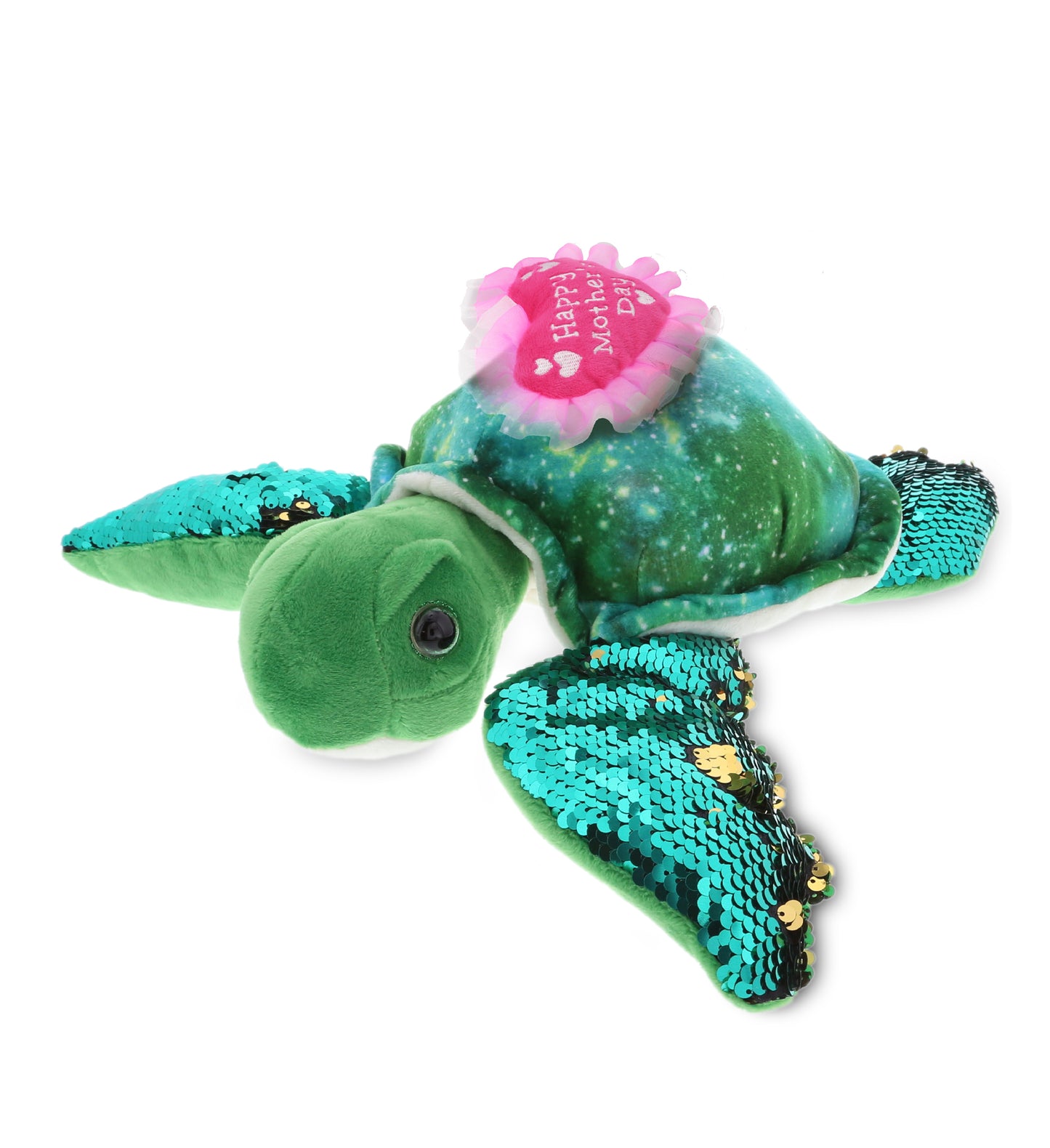 PLUSH MOTHERS DAY HEART - SPACE SEQUIN PLUSH - 13" SEA TURTLE