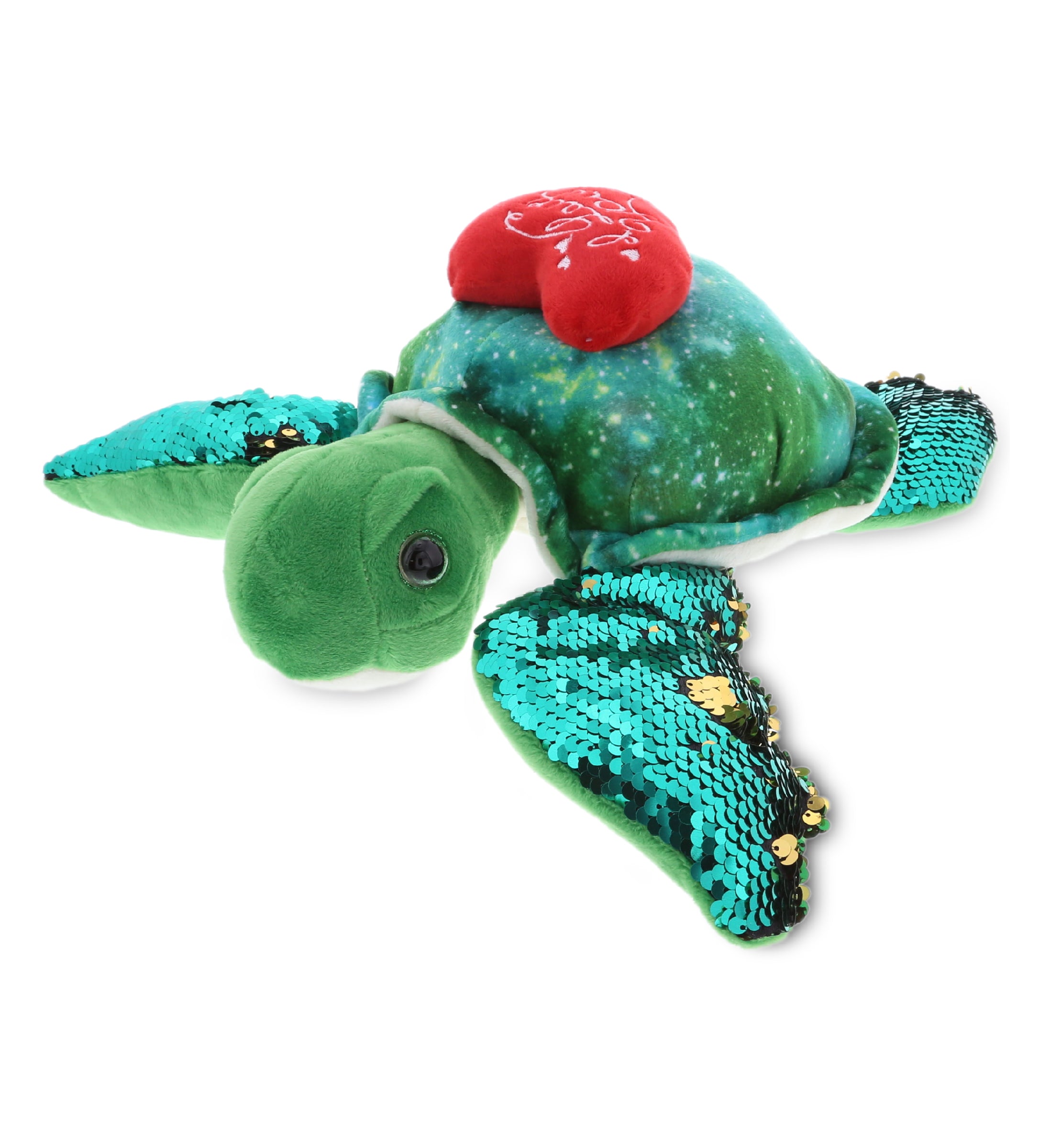 PLUSH I LOVE YOU RED HEART - SPACE SEQUIN PLUSH - 13" SEA TURTLE