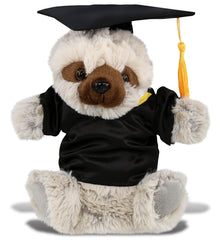 DolliBu Sloth Graduation Plush with Gown and Cap with Tassel Outfit - 9 Inches