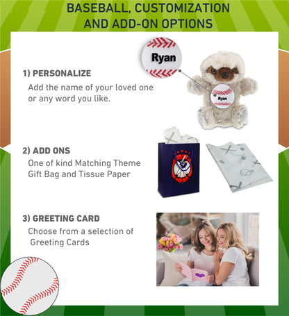 SUPER SOFT PLUSH HAND PUPPET - SLOTH WITH BASEBALL PLUSH