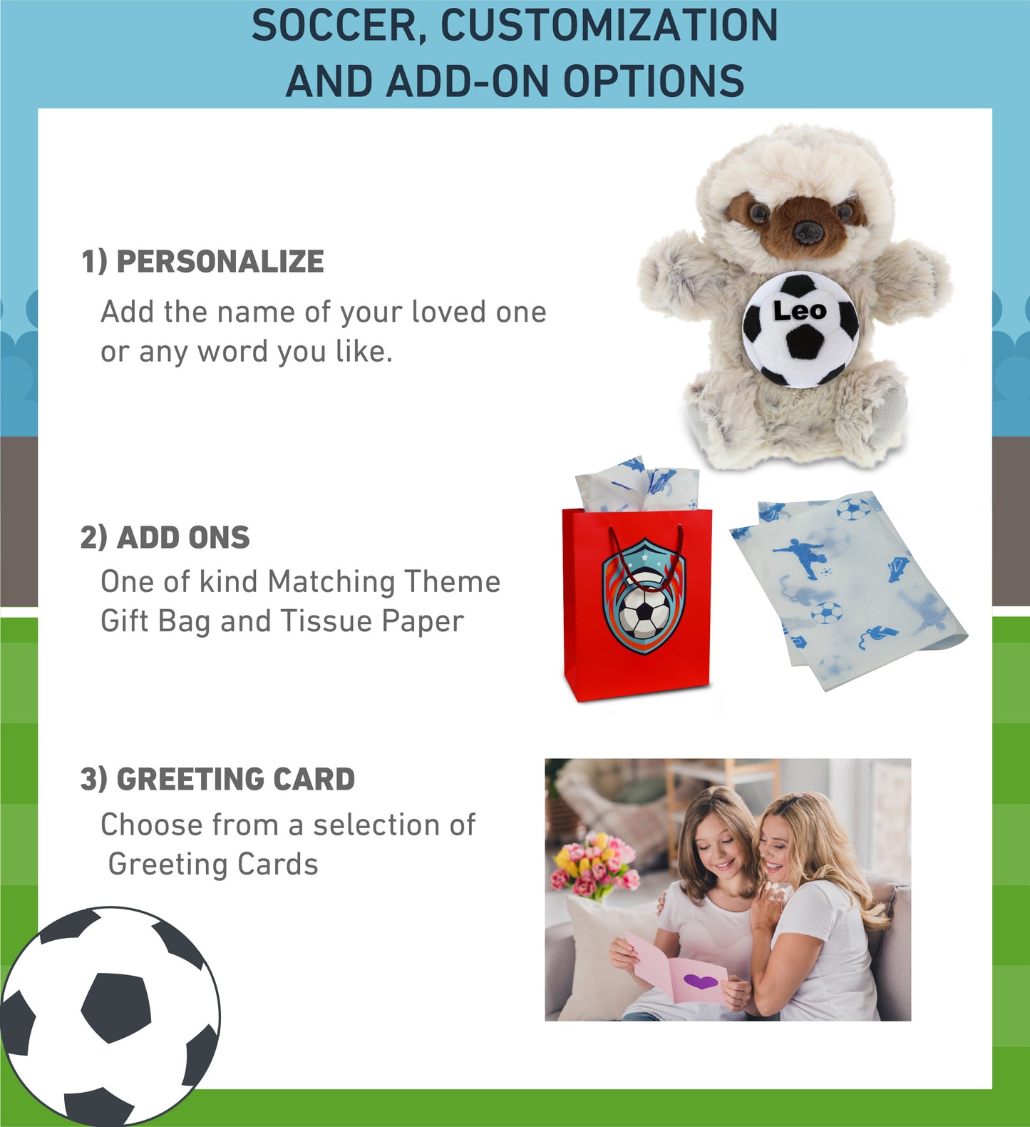 SUPER SOFT PLUSH HAND PUPPET - SLOTH WITH SOCCER PLUSH