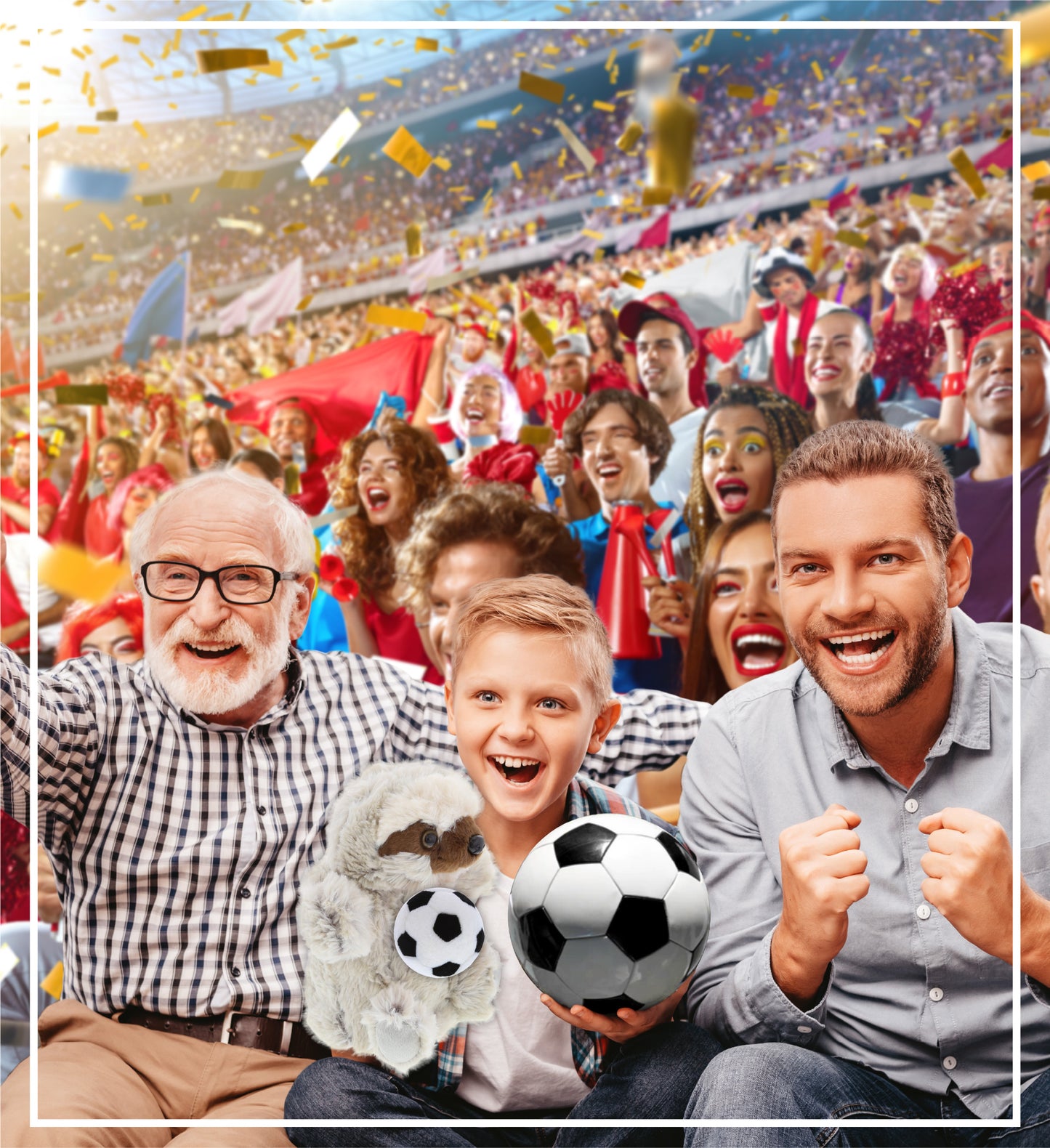 SUPER SOFT PLUSH HAND PUPPET - SLOTH WITH SOCCER PLUSH