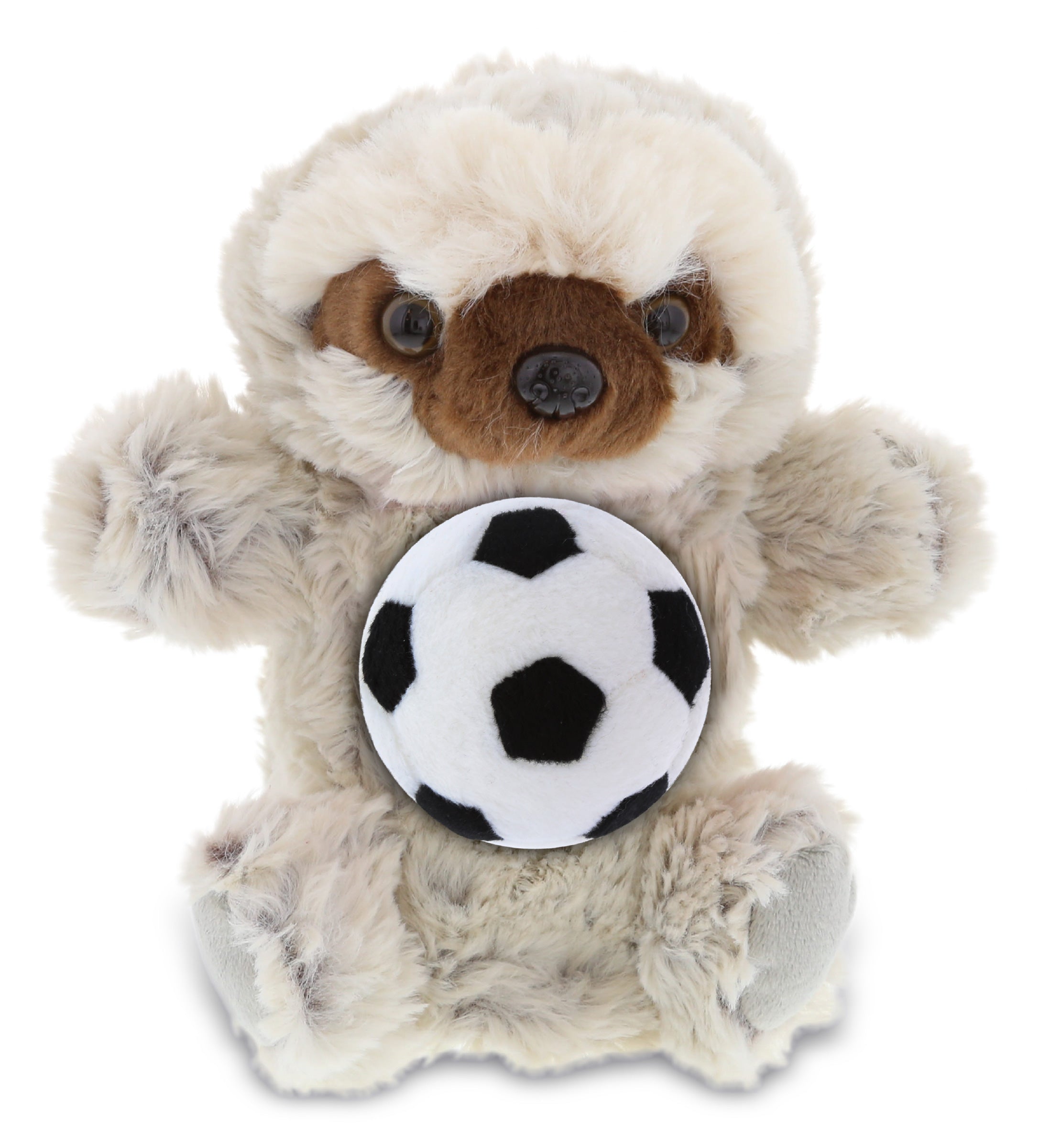 SUPER SOFT PLUSH HAND PUPPET - SLOTH WITH SOCCER PLUSH