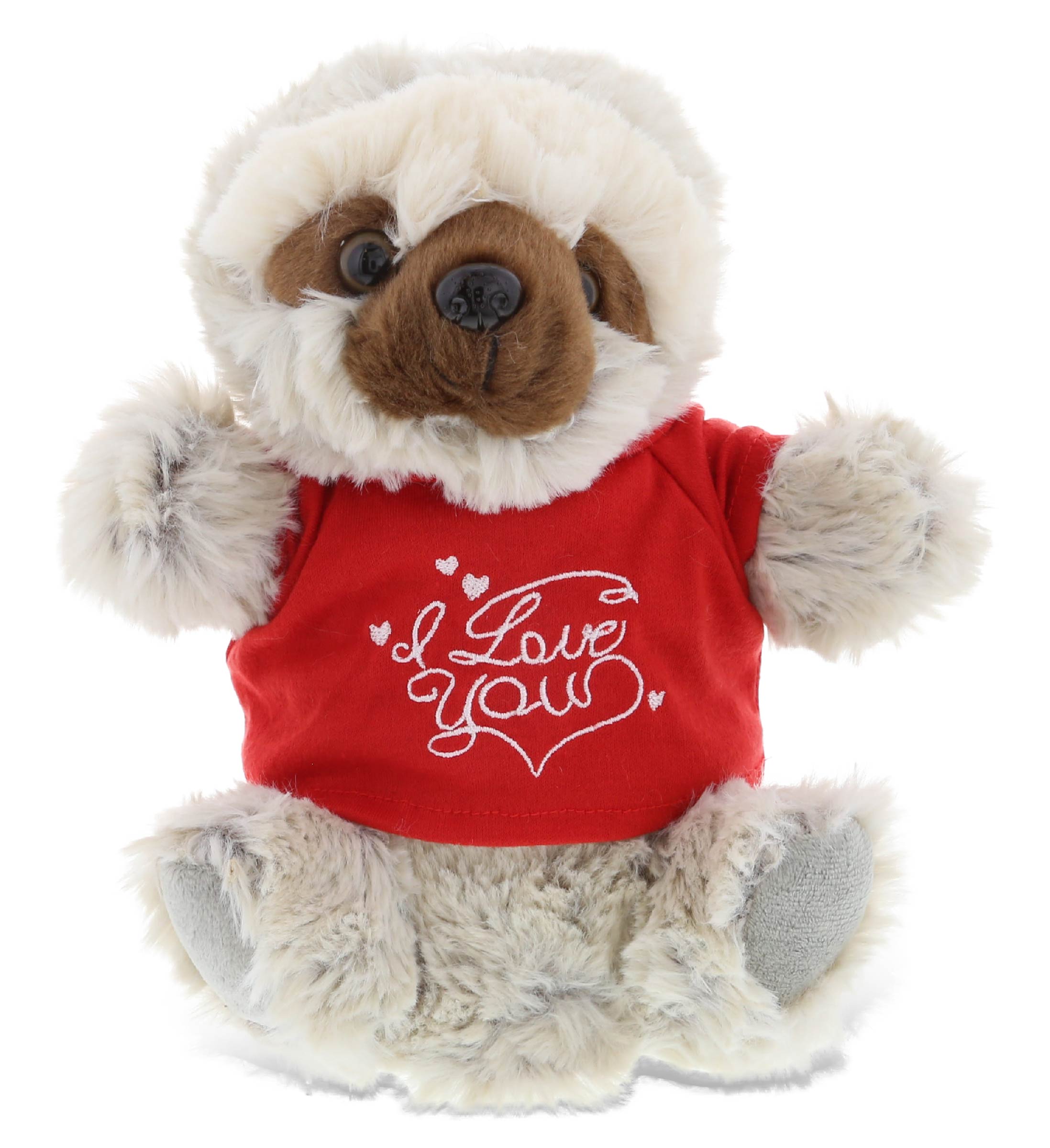 PLUSH I LOVE YOU RED SHIRT- SUPER SOFT PLUSH HAND PUPPET - SLOTH