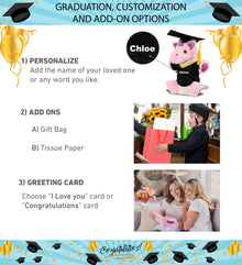 DolliBu Unicorn Graduation Plush with Gown and Cap with Tassel Outfit - 9 Inch